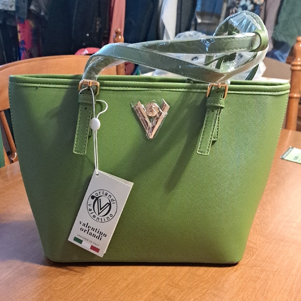 Valentino Orlandi Vibrant Green Tote New 189